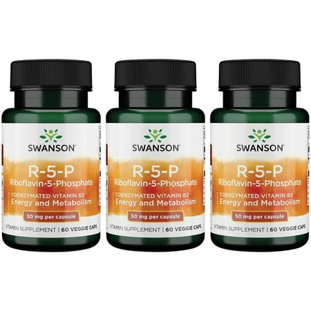 Swanson R-5-P (Riboflavin-5-Phosphate) - Vitamin B2 Supplement Promoting Energy, Metabolism & Vision Health - Natural - (60 Capsules) (3 Pack)