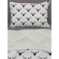 thumbnail image 3 of Deer Comforter & Sham Bedding Set, Deer Head with Antlers Silhouette Form Stained Worn Background Animal Illustration, 3 pcs Duvet Set Microfiber Filling Quilt, 5 Sizes, Black White, by Ambesonne, 3 of 4