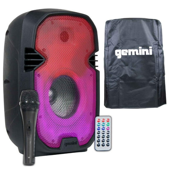 Gemini PartyBox Rave8 8" Powered Speaker with LED Action and Rechargeable Battery