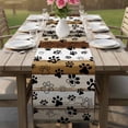 thumbnail image 5 of Brown Paw Print Table Runner, Vintage Farmhouse Country Wooden Grain Washable Cotton Linen Table Runners 48 Inches Long, Dresser Scarf Runner for Nightstand/Coffee/End Tables 13''x48'', 5 of 8
