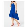 thumbnail image 3 of B DARLIN Womens Blue Lace Spaghetti Strap V Neck Tea-Length Party Hi-Lo Dress 20W, 3 of 3
