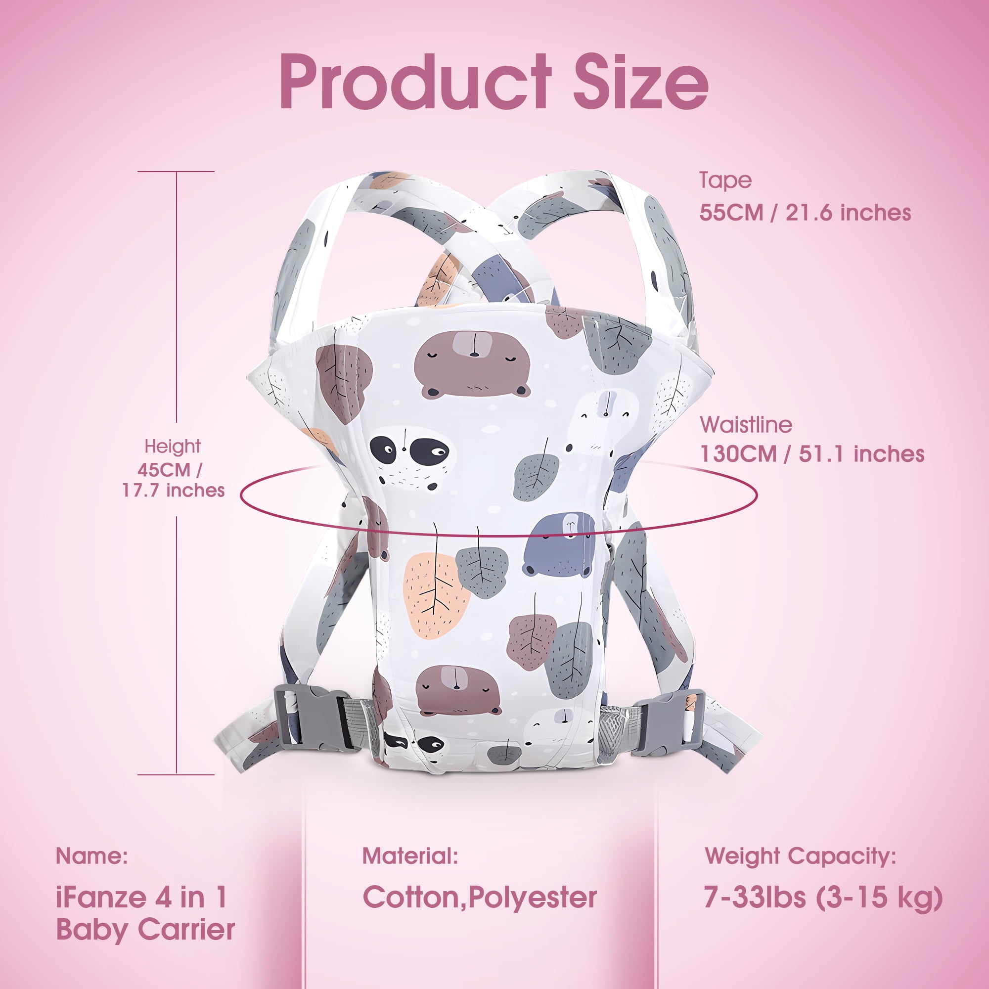 4 in 1 Baby Carrier, Infant Wraps Carrier Baby Carrier Backpack, Newborn Carrier for Baby Carrier Newborn to Toddler, Colorful