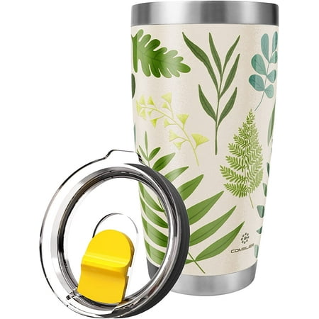 

Athenstics Travel Coffee Mug 20 oz Tumbler with Lid Iced Coffee Tumbler Cups Upgraded Triple 18/10 Stainless Steel Insulated Tumblers 3D Leaves Relief Patterns Birthday Gifts for Women