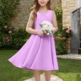 thumbnail image 2 of Ulitacool Girls' Dresses Summer Sleeveless Sundress Crewneck Solid Color Gown Fashion Clothes 13-14 Years Purple, 2 of 7