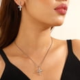 thumbnail image 4 of Ydou 14K White Gold Plated Cross Necklace and Earring Set for Women - Cubic Zirconia Faith Jewelry Sets with Cross Pendant Stud Earrings for Women Mom Birthday Aniversary Gift, 4 of 9