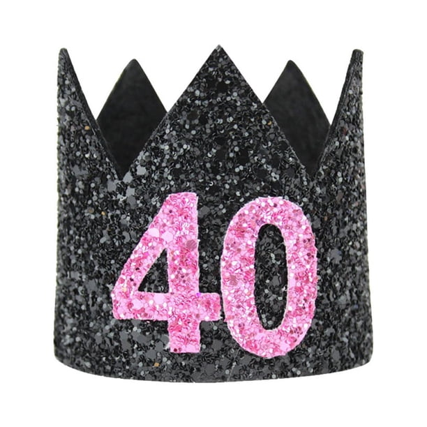 KAKOWELY Sombreros de corona para adultos con purpurina para fiesta de cumpleaños número 40, mini sombreros, decoraciones para fiestas de cumpleaños, accesorios - Estilo E