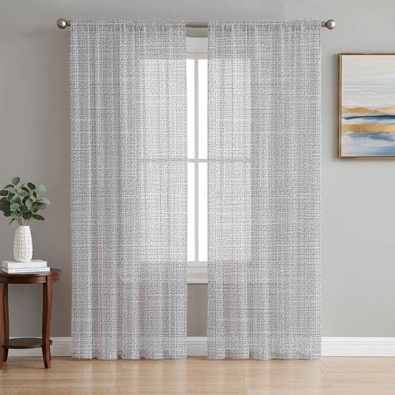 Rustic Light Gray Sheer Curtains 72 Inch Length 2 Panels Set, Farmhouse Solid Color Voile Window Treatment Rod Pocket Curtains Sheers Drapes for Bedroom/Living Room/Kitchen 52"x72"x2