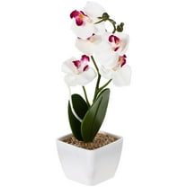 Realistic Artificial Phalaenopsis Faux Flower Orchid in Pot Fake Flowers for Table