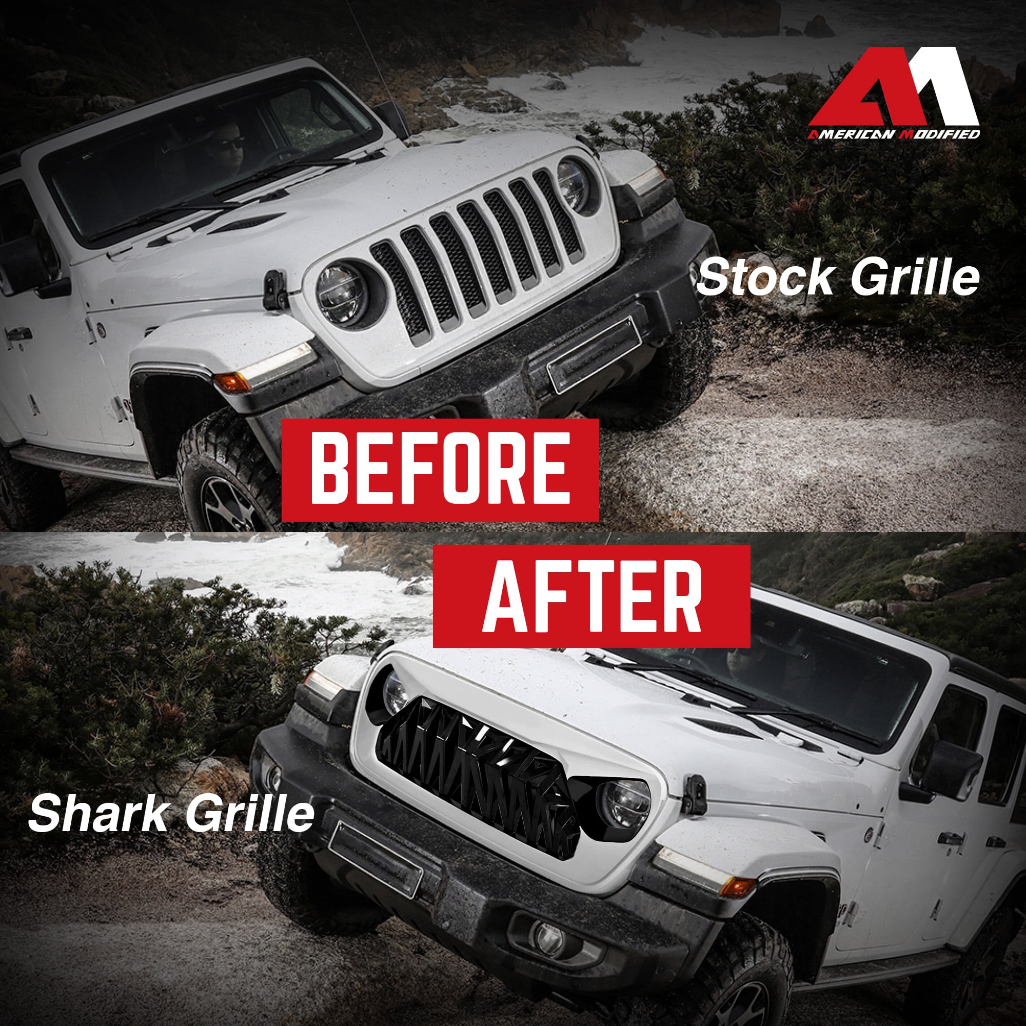 AMERICAN MODIFIED Shark Grille for 2018+ Wrangler JL & 2020+ Gladiator JT