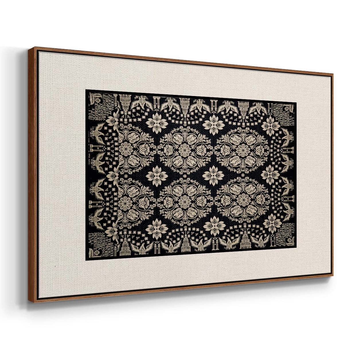 Vintage Abstract Print-XI Framed in Walnut Wood Gallery Wrapped Canvas 27 in. x 41 in.