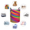 thumbnail image 6 of Laundry Basket with Handles - Lines Multicolored Rainbow Freestanding Laundry Hamper Stands Up Well, Easy Storage Clothes Hamper in Laundry Room Bedroom Bathroom College Dorm, 6 of 6