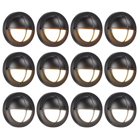 LEONLITE 12 Pack LED 1.5W Low Voltage Deck Lights  2700K/3000K/4000K Selectable  Outdoor Landscape Step Fence Light  IP65 Waterproof  Aluminium  Black