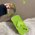 thumbnail image 3 of Mustard Green Heart Phone Case Compatible with iPhone 12 Pro Max, Cute 3D Big Love Heart Phone Case, Curly Wave Shape Heart Phone Cover with Heart Bracelet for Women Girls, 3 of 6