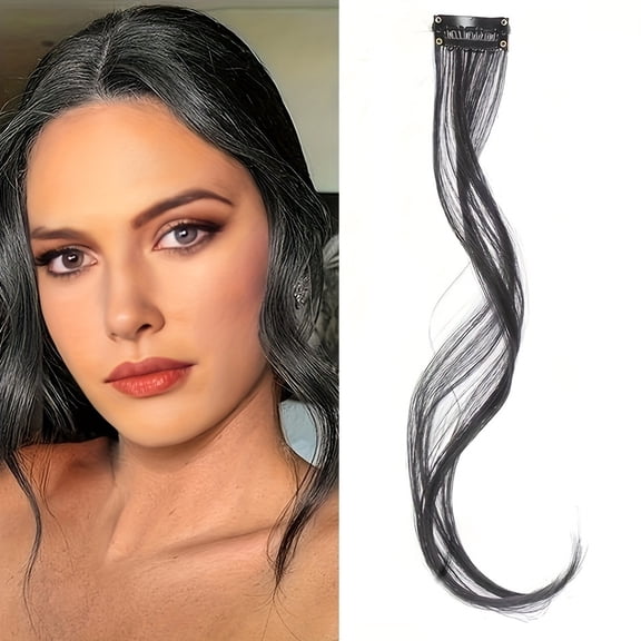 Synthetic dragon-bearded double-sided bangs with sideburn hair pieces, a must-have long curly wavy invisible clip-on bangs for daily wear -