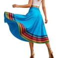 thumbnail image 2 of Costeam Womens Ethnic Print Flowy Midi Skirt Full Elastic High Waist Wide Swing Hem Lightweight Breathable Loose Dance Performance A Line Skirts, 2 of 7