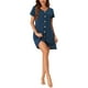 thumbnail image 1 of Pijamas cortos de manga corta para mujer INSPIRE CHIC con cuello en V y decoración de botones, ropa de dormir de longitud media, bata de casa, talla XS, azul marino, 1 of 6