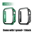 thumbnail image 2 of Dwitch 2 Pack Hard Case Compatible with Apple Watch Case 41mm Series 9 8 7,Tempered Glass Screen Protector Waterproof [360° Full Protection] Cover for iWatch 41mm,1 Green + 1 Black, 2 of 8
