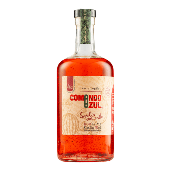Licor con Tequila Comando Azul Sandía con Chile 750 Ml Comando Azul Licor con Tequila