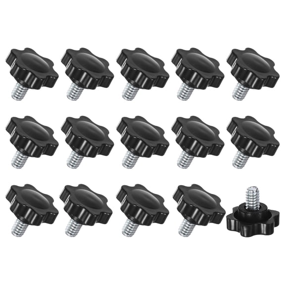 Uxcell 15-Pack Star Clamping Knobs, 1/4"x10mm Hand Tightening Screws Handle 25mm