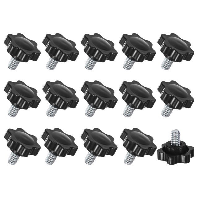 Uxcell 15-Pack Perillas de Sujeción en Estrella, Tornillos de Apriete Manual de 1/4"x10mm Mango de 25mm