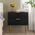 thumbnail image 6 of Semiocthome Modern Nightstands Set of 2 with 2 Fluted Drawers Bedside Table for Bedroom, Black,Adult, 6 of 8