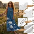 thumbnail image 6 of Xoenoiee Dragonfly Water Lily Flower Print Women's Cotton Linen Maxi Dresses Round Neck Sleeveless Flowy Linen Long Dress with Pockets, Lightweight Summer Beach Vacation Outfits, Size L, 6 of 7