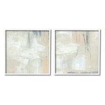 Stupell Industries Beige Abstract Collage Composition Painting White Framed Art Print Wall Art, Set of 2, Design by Annie Warren