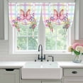 thumbnail image 4 of Happy Easter Balloon Curtains for Living Room/French Door, Rabbits Bows Tulips Eggs Colorful Stripes Tie Up Curtains 63 Inch Length Energy Saving Kitchen Curtains Shades for Windows 42"x63", 4 of 8