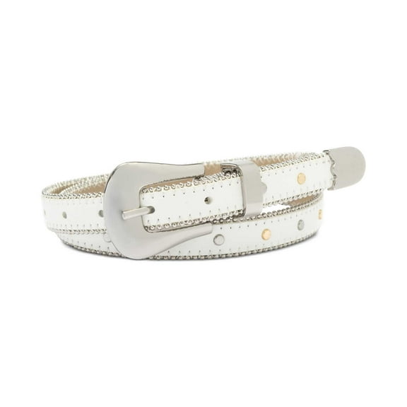 INC International Concepts Shot Bead And Studded Faux Lea (White-Silver, M)
