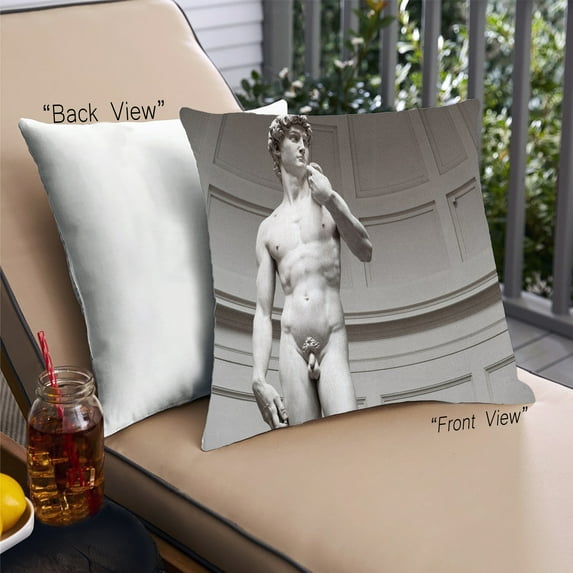 Ahgly Company Sites Famous Statues Outdoor Throw Pillow, 18 inch by 18 inch