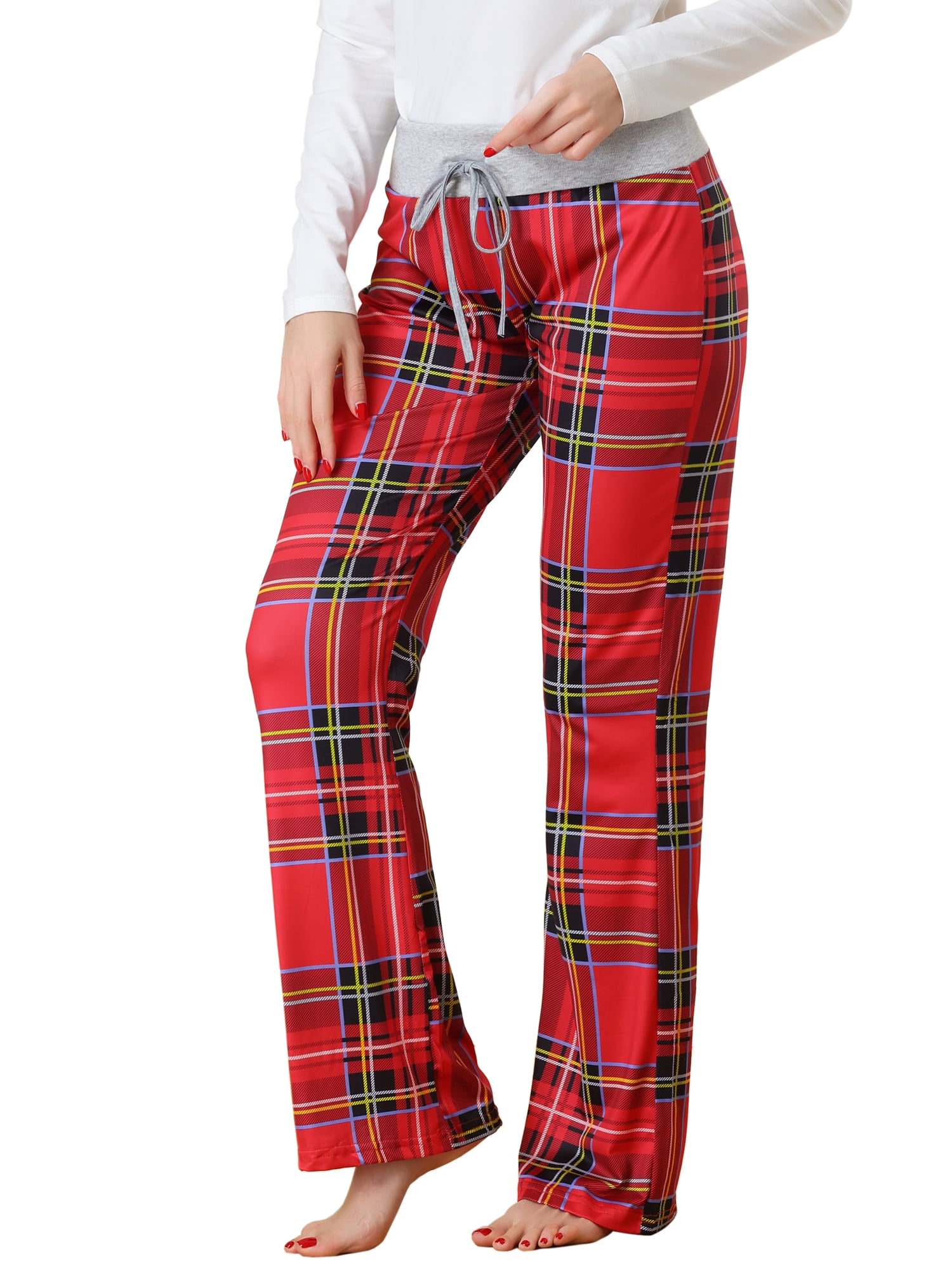 Unique Bargains Womens Pajamas Yoga Casual Trousers Wide Leg Sleepwear Lounge Pants