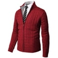 thumbnail image 1 of H2H Mens Casual Slim Fit Cardigan Sweater Cable Knitted Button Down Stand Collar (CMOCAL036), 1 of 6