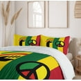 thumbnail image 6 of Ambesonne Rasta Duvet Cover Set, Reggae Music Peace, 2-Calking, Red Green Yellow, 6 of 7