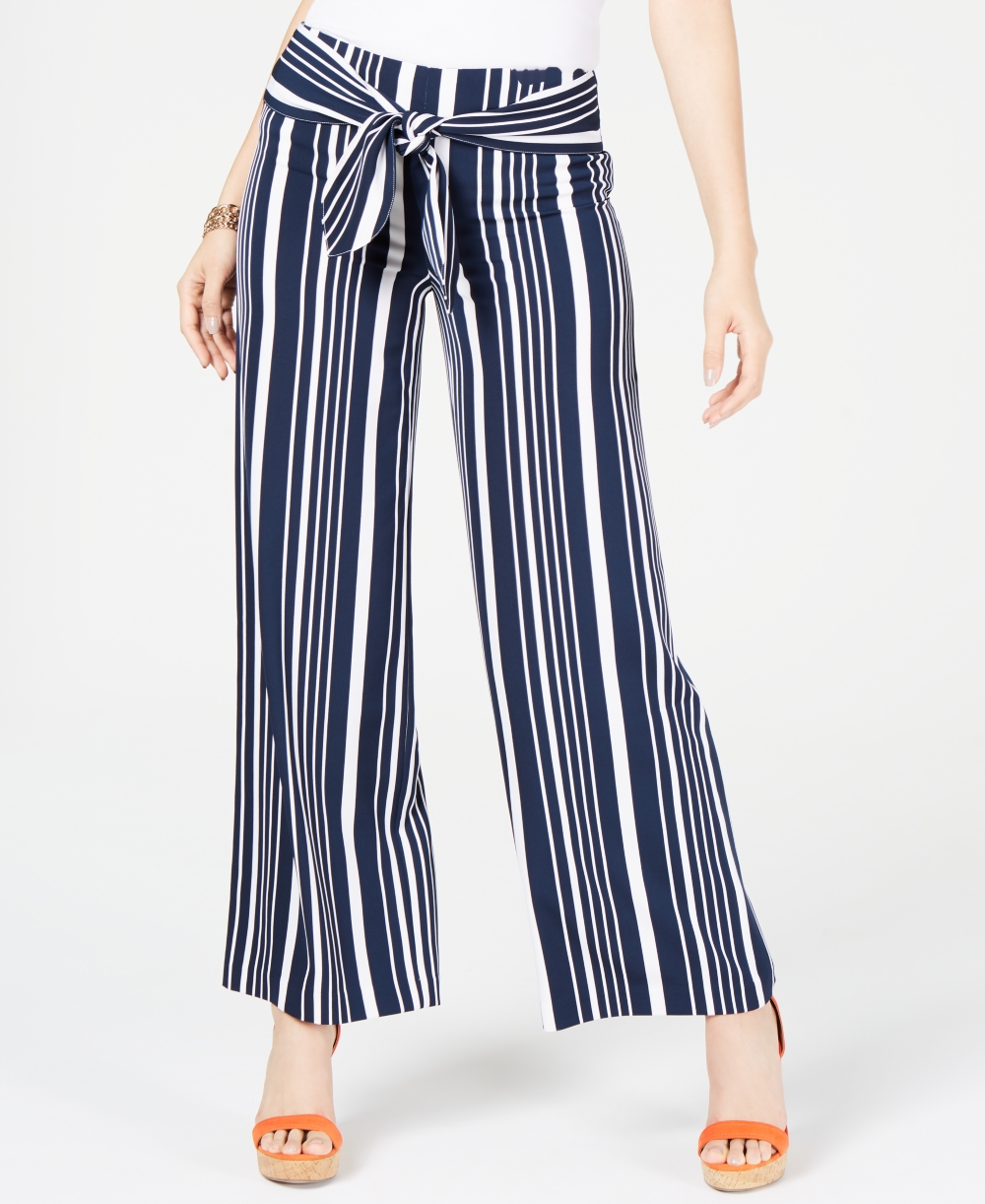 striped tie waist pants