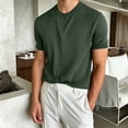 thumbnail image 2 of hotojiny Mens Casual T-Shirts Classic Short Sleeve Knit Tees Crewneck Ribbed Solid Shirts Comfort Business Work Tops, 2 of 5