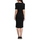 thumbnail image 3 of Vestido de trabajo INSPIRE CHIC para mujeres, con cuello cuadrado, mangas cortas, botones, vestido vintage tipo sheath midi con cinturón en color negro, 3 of 6