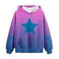 thumbnail image 6 of Mwjwdo Cute Hoodies for Teen Girls Oversized Star Print Hooded Sweatshirts Casual Loose Long Sleeve Pullover Top 4-14 Years Purple 140, 6 of 7
