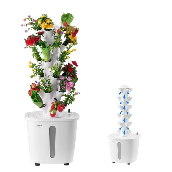 FxolFck Hydroponic Growing System 30 Pods Indoor Smart Hydroponic Tower Garden with Pump