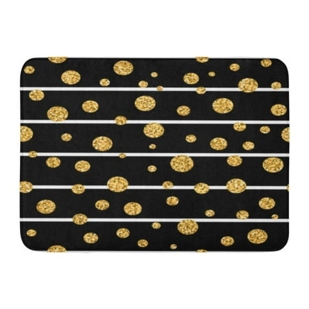 - GODPOK Yellow Gold Polka Dot on Lines Golden Foil Confetti Black and White Stripes Christmas Glitter Design Rug Doormat Bath Mat 23.6x15.7 inch