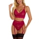 thumbnail image 5 of Conjunto de lencería de encaje sexy para mujer Ropa interior Sujetador Liguero Ropa de dormir, Rojo vino, M tholdsy XX000094-05, 5 of 7
