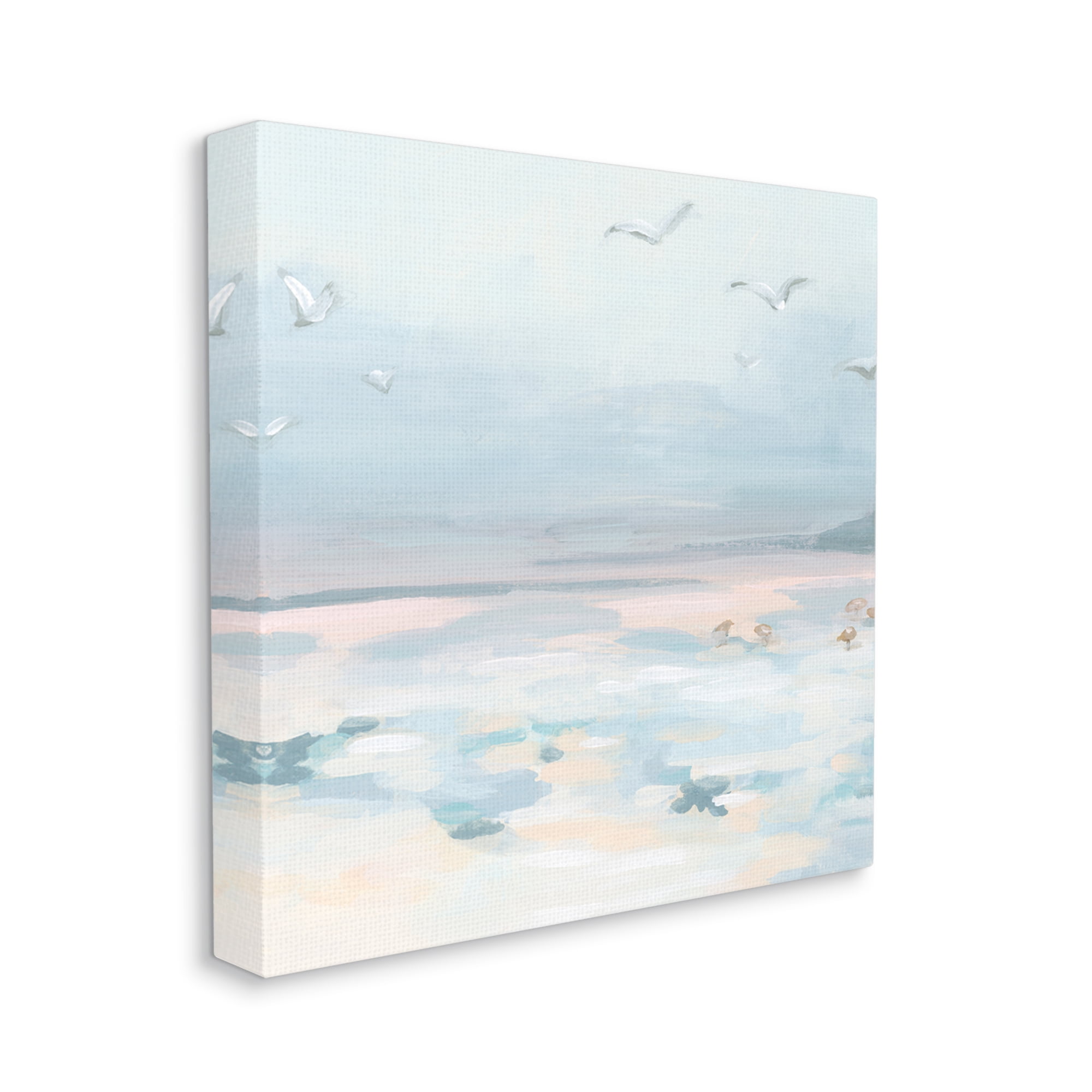 Stupell Industries Pastel Coastal Landscape Animals & Insects Painting Gallery Wrapped Canvas Art Print Wall Art, 17 x 17