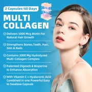 (2 PACK) Multi Collagen Capsules with Biotin & Vitamin C - 5 Types (I, II, III, V, X) - 120 Capsules