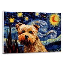 Glenofimaal Terrier Dog Canvas Van Gogh Starry Night Wall Art Gifts Canvas Wall Art Frame Music Artist Customized Canvas Framed Photo Art Work For The Bedroom(Gifts For Dog Lover )