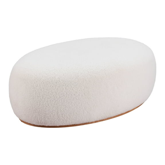 Amber Ottoman Cream Ottoman, Modern Style, Super soft and fuzzy sherpa fabric, Plywood, Indoor Living