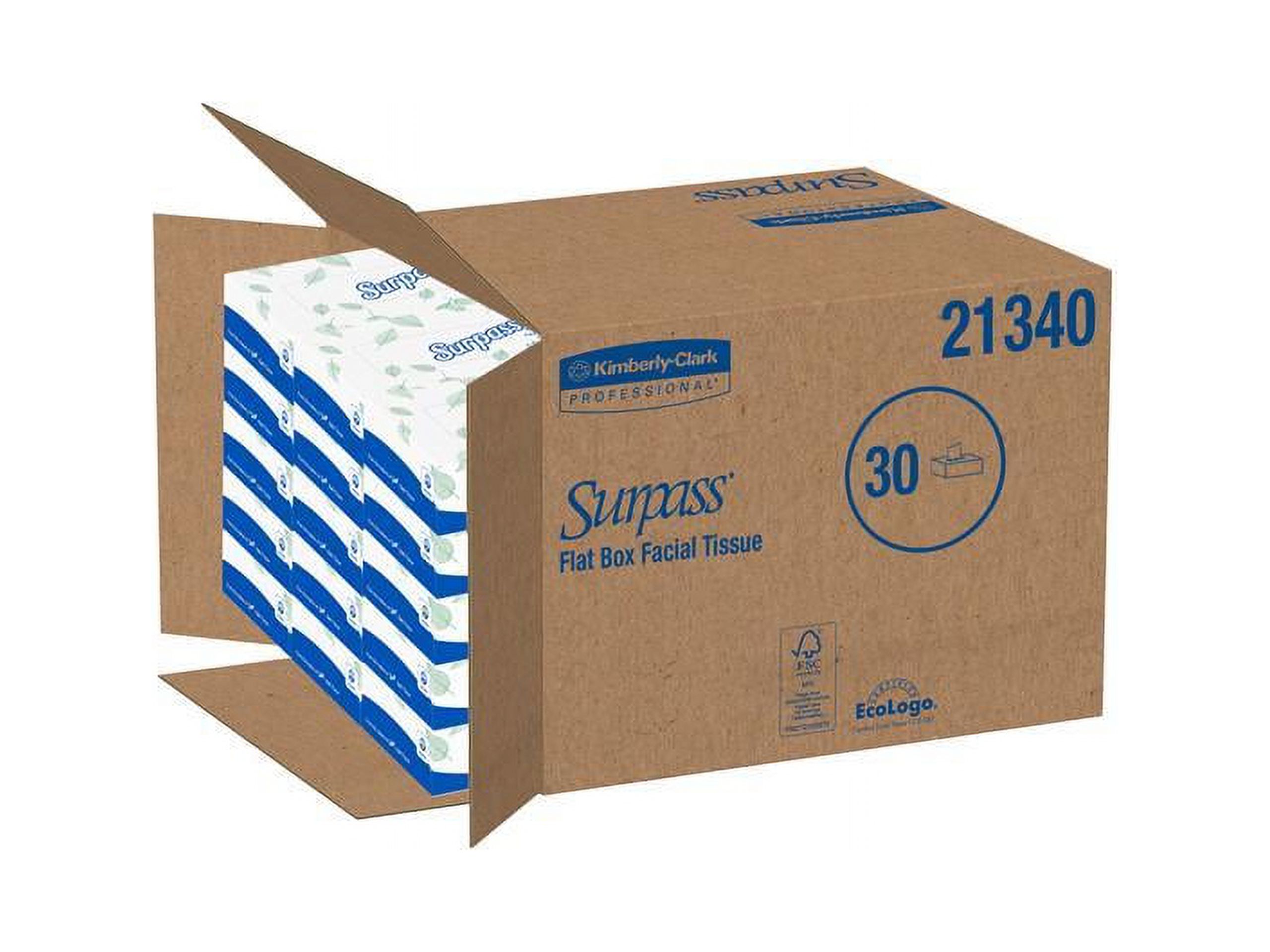 Surpass Facial Tissue, 2-Ply, White, Flat Box, 100 Sheets/Box, 30 Boxes/Carton -KCC21340 - image 5 of 5