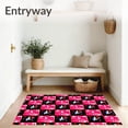 thumbnail image 3 of ODIKA 6'x9' Machine Washable Non-Slip Area Rug, Winter Wonderland Checkered Snowman and Festive Hat Motif Design High Traffic Rug, Pink, 732217, 3 of 7