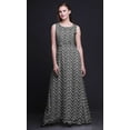 thumbnail image 4 of Bimba Robe Longue Sans Manches pour Femmes à Carreaux Imprimés Style Chic Maxi-Robe-Moyen, 4 of 6