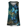 thumbnail image 3 of ICHUANYI Clearance Women's Sleeveless Summer Casual Tops V Neck Printing Sleeveless Vest Tops(Blue, XL) ICHUANYI WER2023081109835, 3 of 3