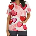 thumbnail image 2 of Spring Tops for Women Viikei Womens Tops Short Sleeve Casual,Womens Plus Size Clearance $5,Women's Short Sleeve V-neck Top Valentine's Day Printed Pocket Nurse Top Multicolor L, 2 of 5