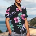 thumbnail image 4 of JXMVOJ Lightweight Non-Shrink Fade-Resistant Men's Casual Print Short Sleeve Button-Up Shirt, Summer Outdoor Casual Daily Wear, Unisex Turndown Collar Floral Blouse, 4 of 6